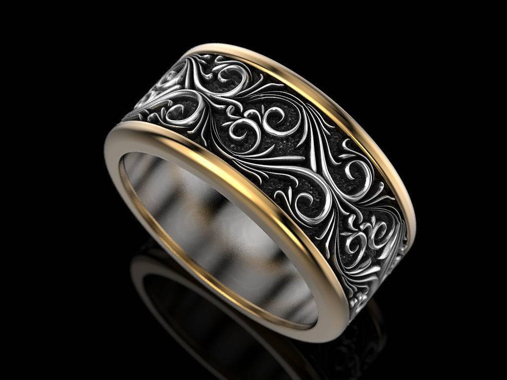 Обручальное кольцо с оригинальным узором 