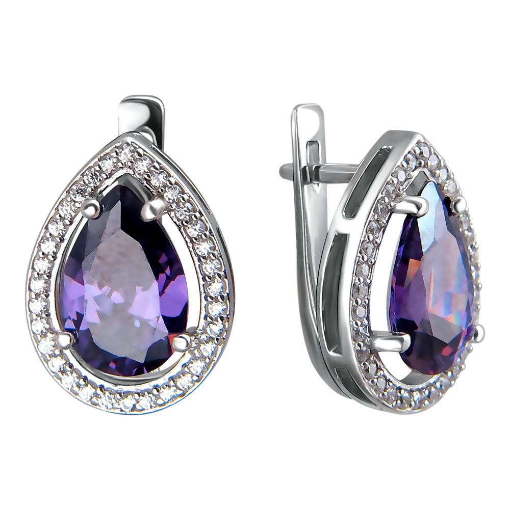 Серьги из серебра c фианитом 