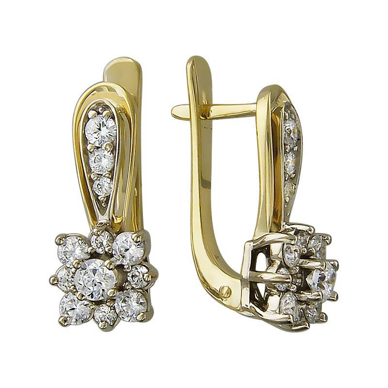 Серьги из комбинированного золота c фианитом 