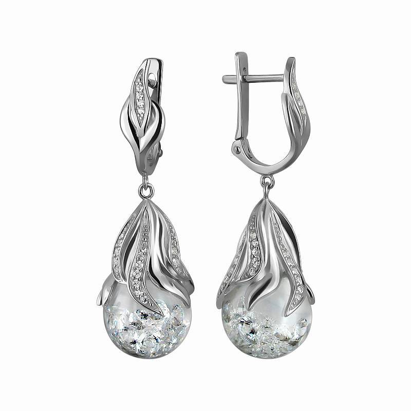 Серьги из серебра c фианитом 