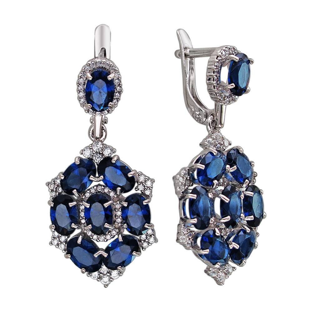 Серьги из серебра c фианитом и гранатом 