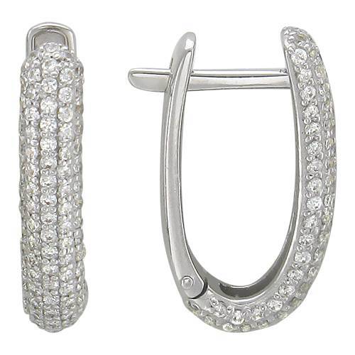 Серьги из белого золота c фианитом 