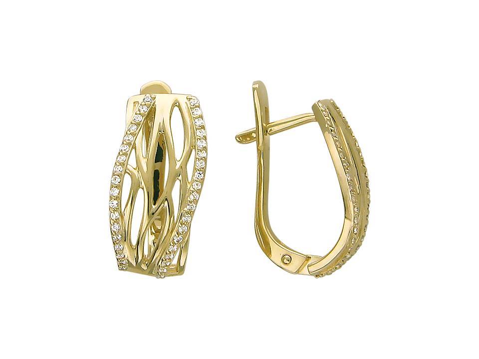 Серьги из желтого золота c фианитом 