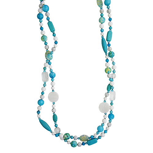 Колье из бижутерии c бирюзой и агатом 