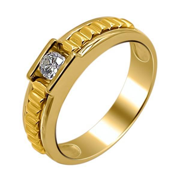 Кольцо из комбинированного золота c бриллиантом 32К660211 фото