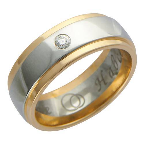 Обручальные кольца из трубы из комбинированного золота c бриллиантом 