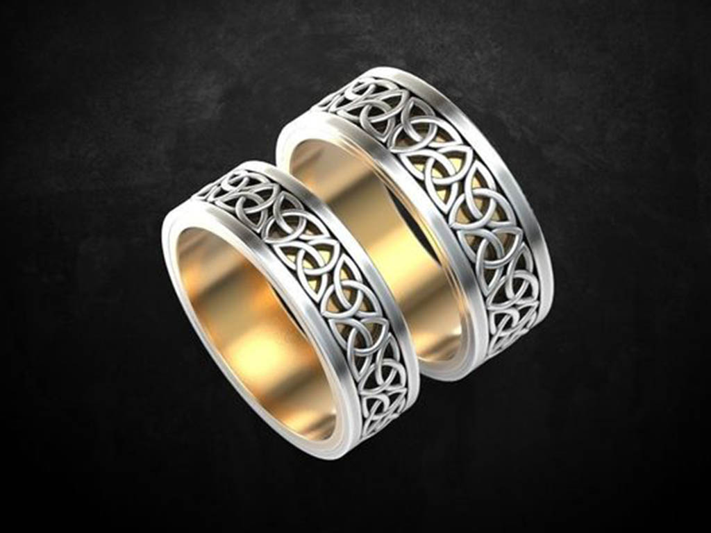 Обручальные кольца с орнаментом трикветра 