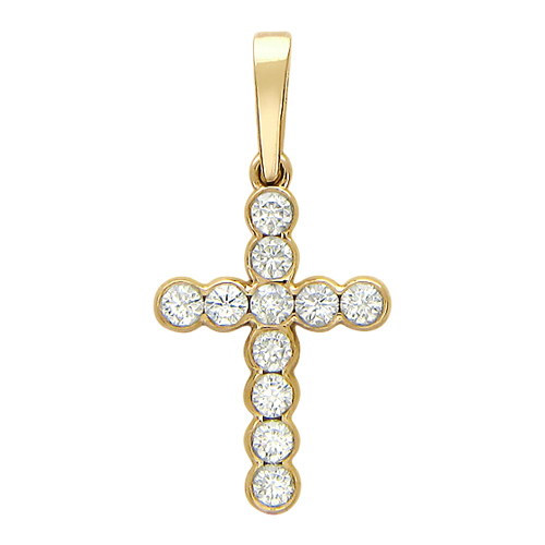Крест из желтого золота c бриллиантом 