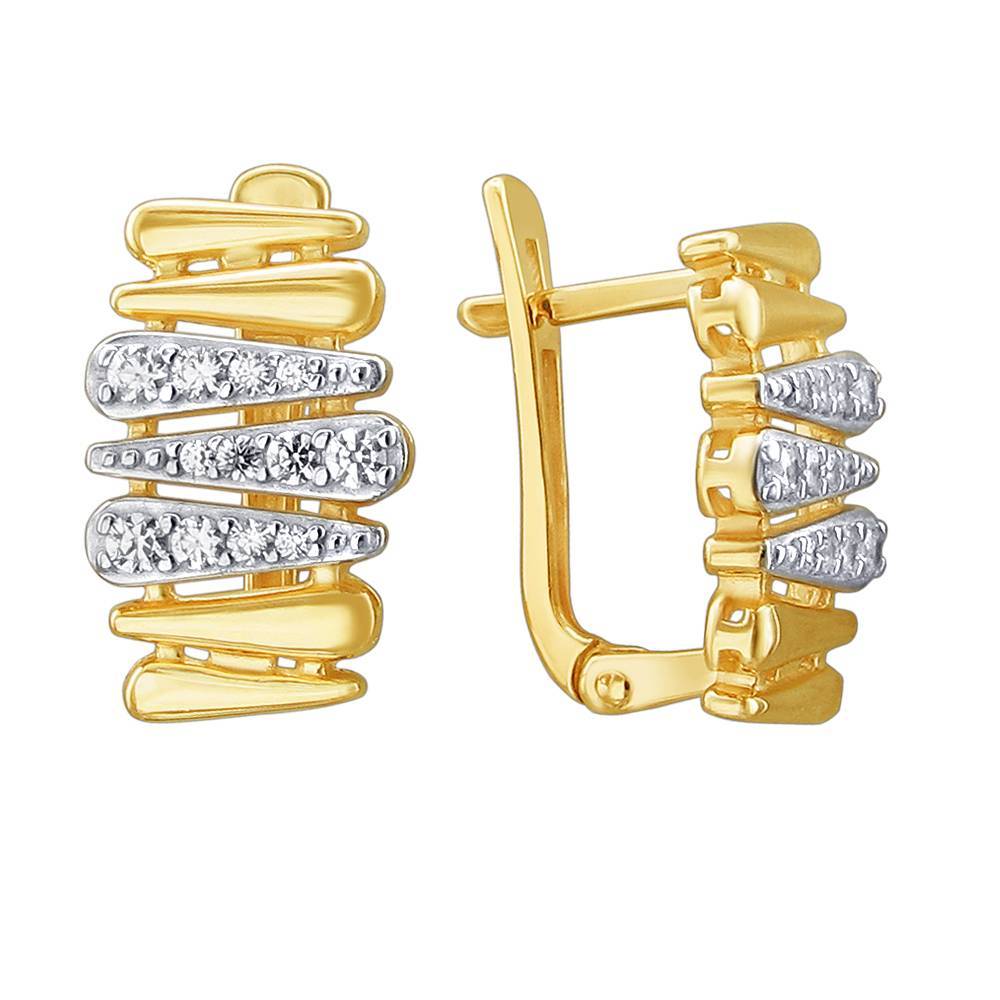 Серьги из желтого золота c фианитом 