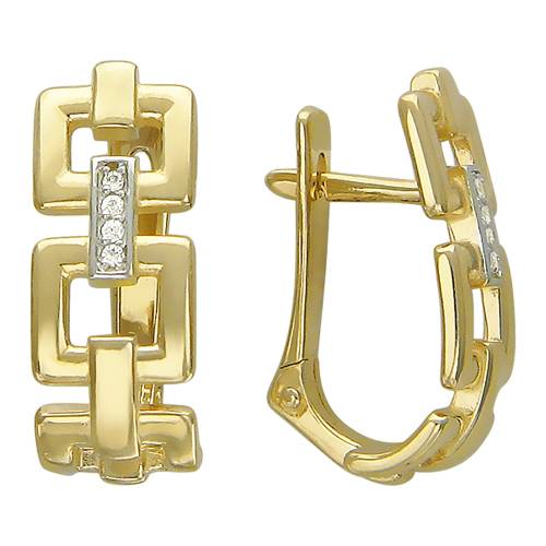 Серьги из желтого золота c фианитом 