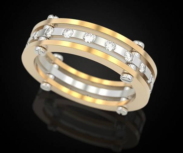 Обручальное кольцо сборное с бриллиантами 