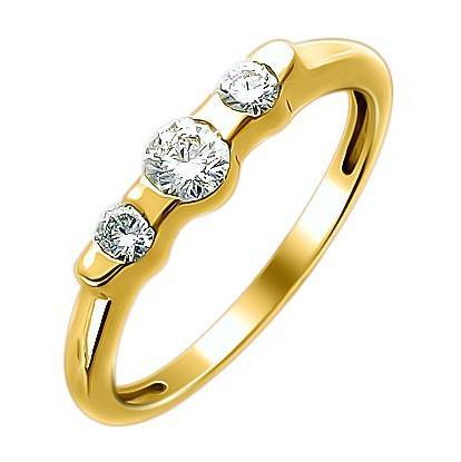 Кольцо из желтого золота c бриллиантом 01К644077 фото