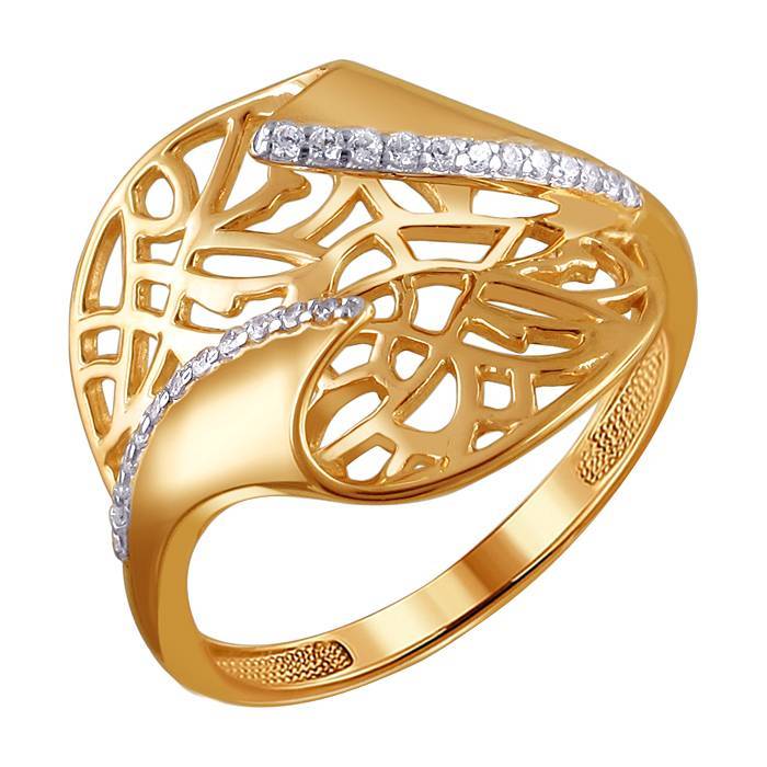 Кольцо из красного золота c фианитом 