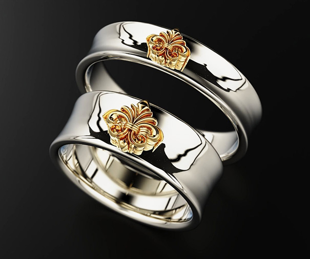 Обручальные кольца с гербами лилиями 