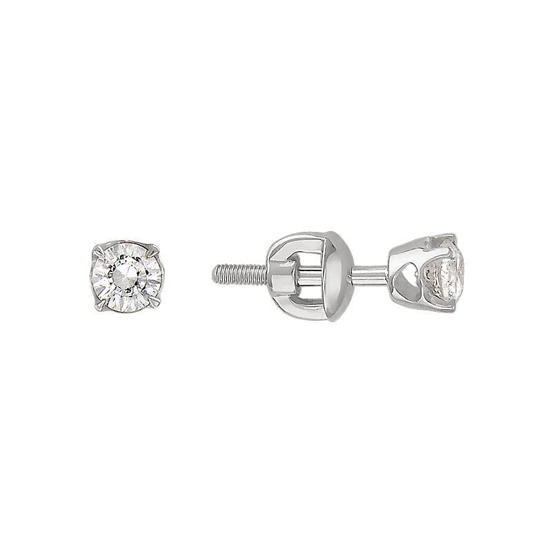 Пусеты из белого золота c фианитом 