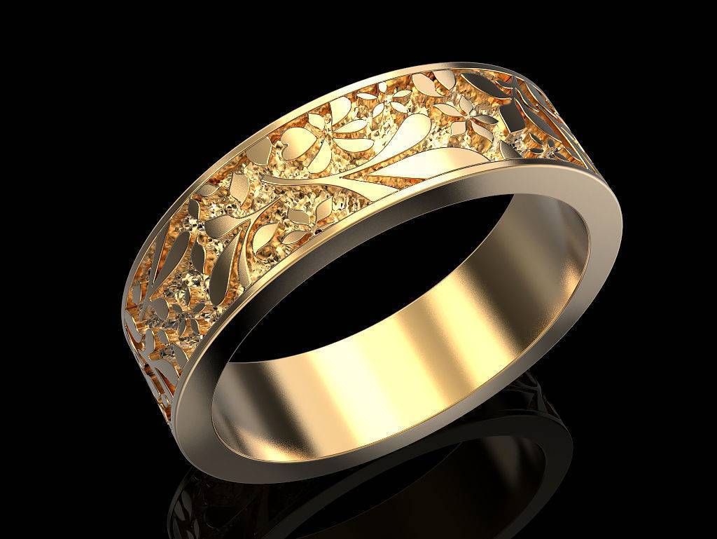 Обручальное кольцо с флористическим узором И-731265 фото