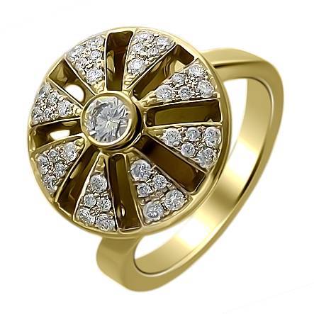 Кольцо из комбинированного золота c бриллиантом Г9К680376 фото