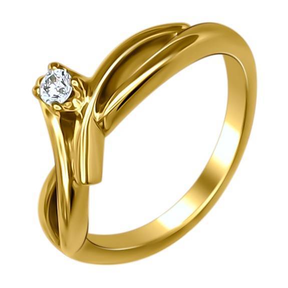 Кольцо из комбинированного золота c бриллиантом 32К680392 фото