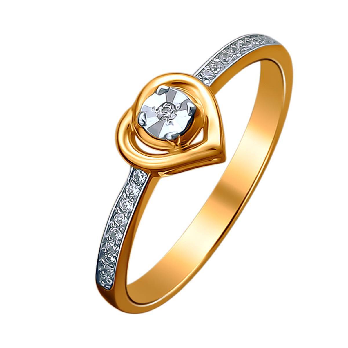 Кольцо из комбинированного золота c бриллиантом 01К6612253 фото