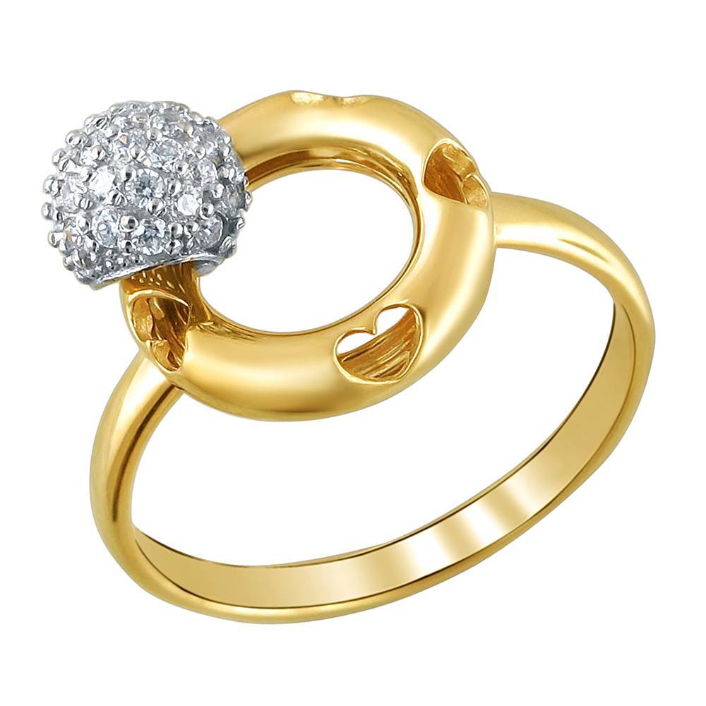 Кольцо из комбинированного золота c фианитом 01К1610585Ж фото