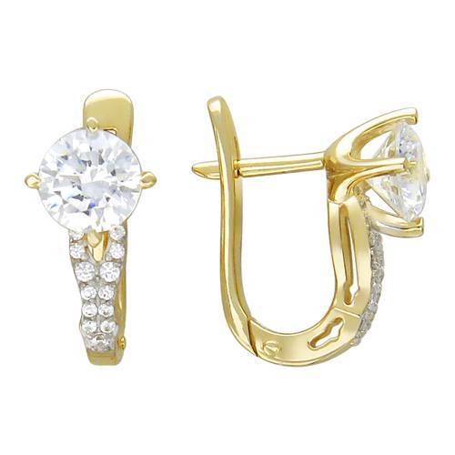 Серьги из желтого золота c фианитом 