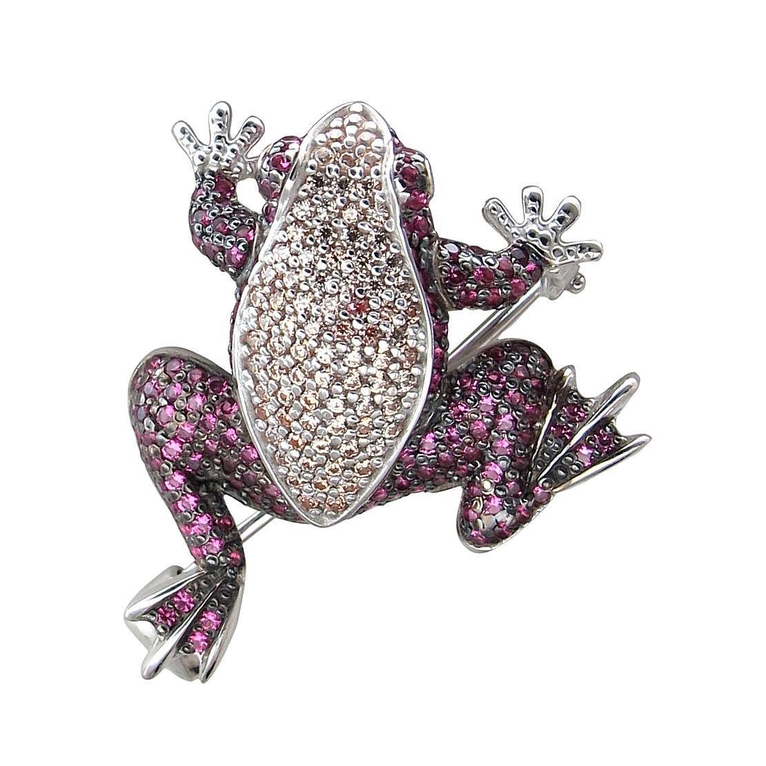 Брошь "Розовая лягушка" из серебра Б19Ш251619Ч фото