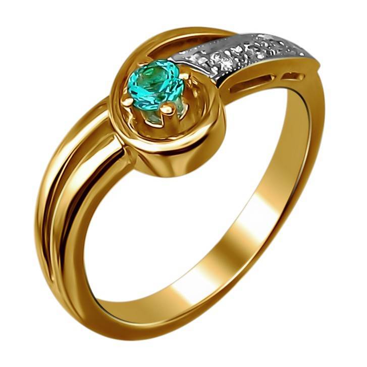 Кольцо из комбинированного золота c рубином и бриллиантом 32К680428 фото