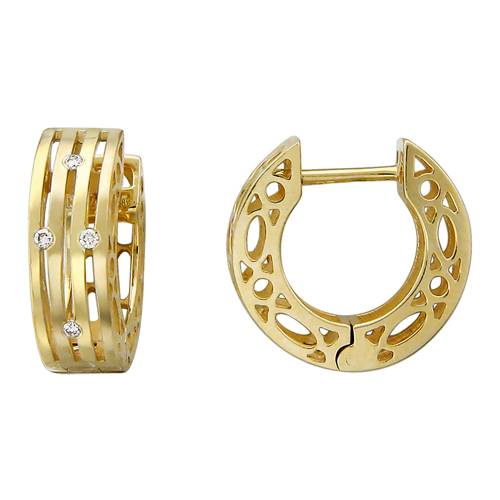 Серьги конго из желтого золота c бриллиантом 