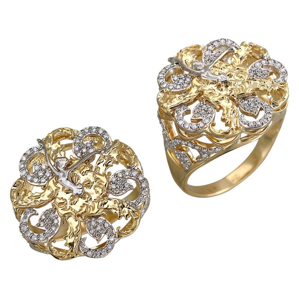 Кольцо из комбинированного золота c бриллиантом 01К687858 фото