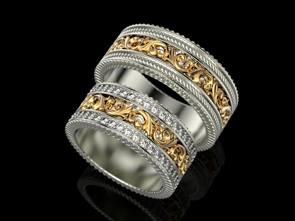 Обручальные кольца оригинальные ажурные с бриллиантами 