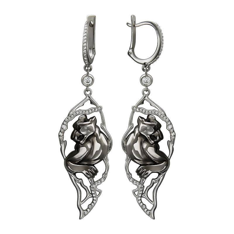 Серьги из серебра c фианитом 