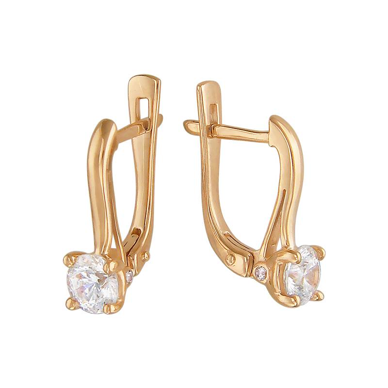 Серьги из красного золота c фианитом 