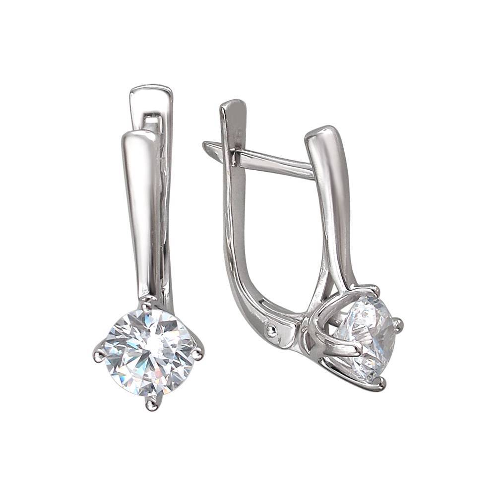 Серьги из белого золота c фианитом 