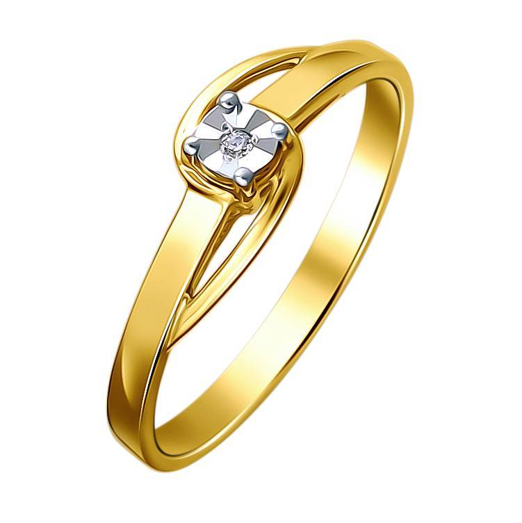 Кольцо из комбинированного золота c бриллиантом 01К6612252Ж фото