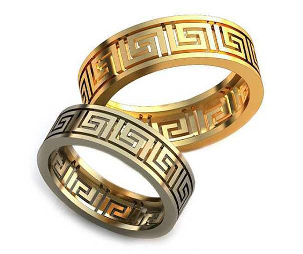 Обручальные кольца плоские с орнаментом 