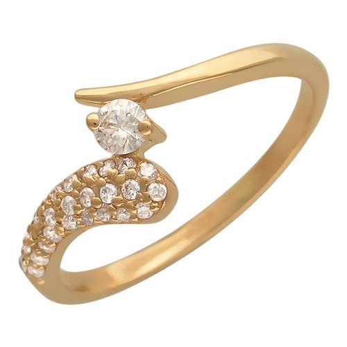 Кольцо из красного золота c бриллиантом 