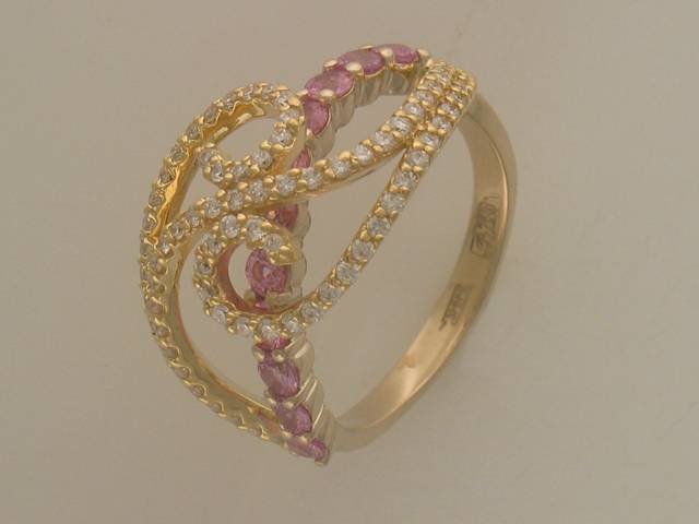 Кольцо из комбинированного золота c бриллиантом и сапфиром 01К683204 фото