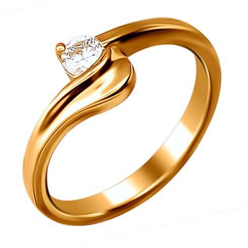 Кольцо из красного золота c бриллиантом 01К612423 фото