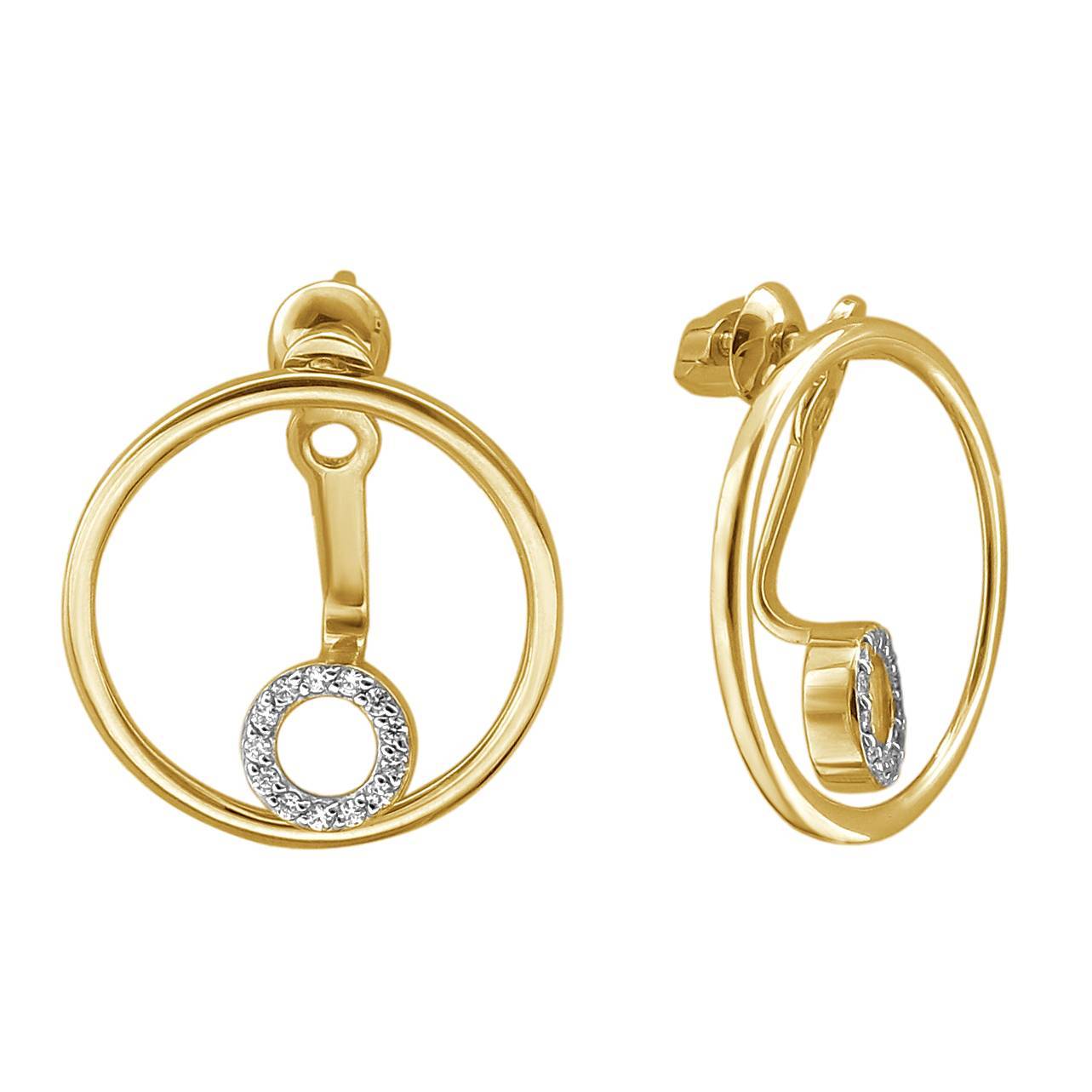 Пусеты из желтого золота c фианитом 