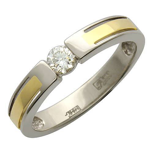 Кольцо из комбинированного золота c бриллиантом 01К684830 фото
