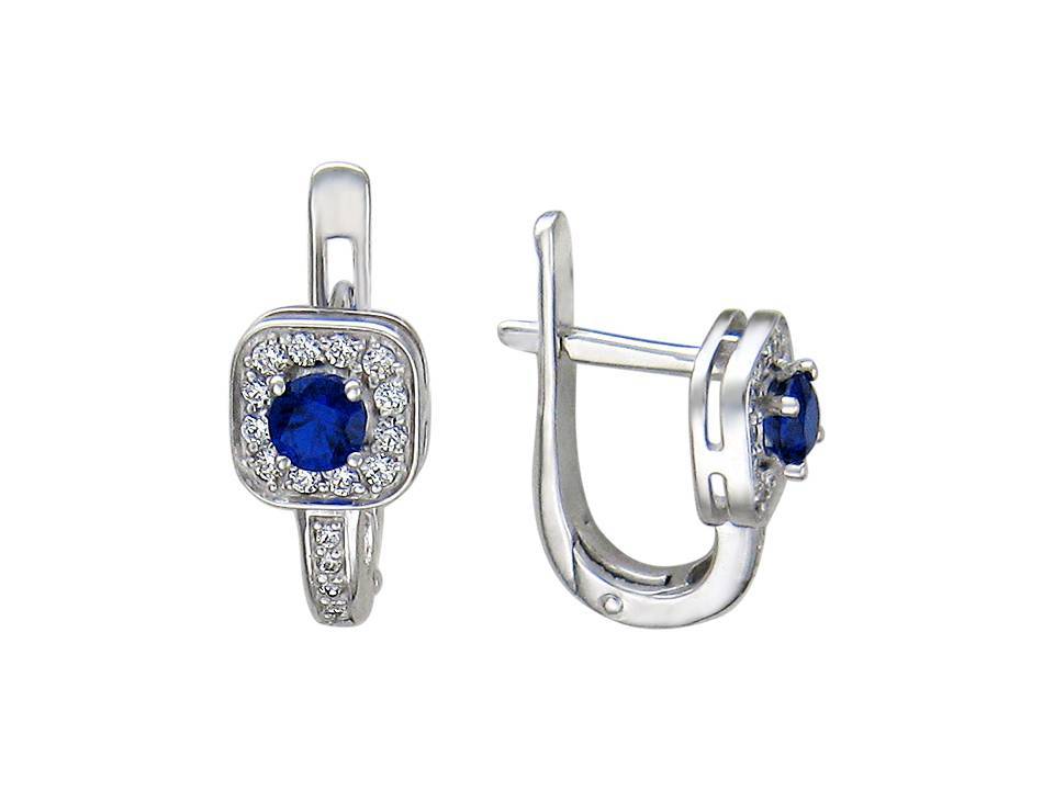 Серьги из белого золота c шпинелем и фианитом 01С225615 фото
