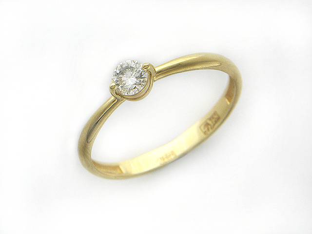 Кольцо из желтого золота c бриллиантом 01К644699 фото
