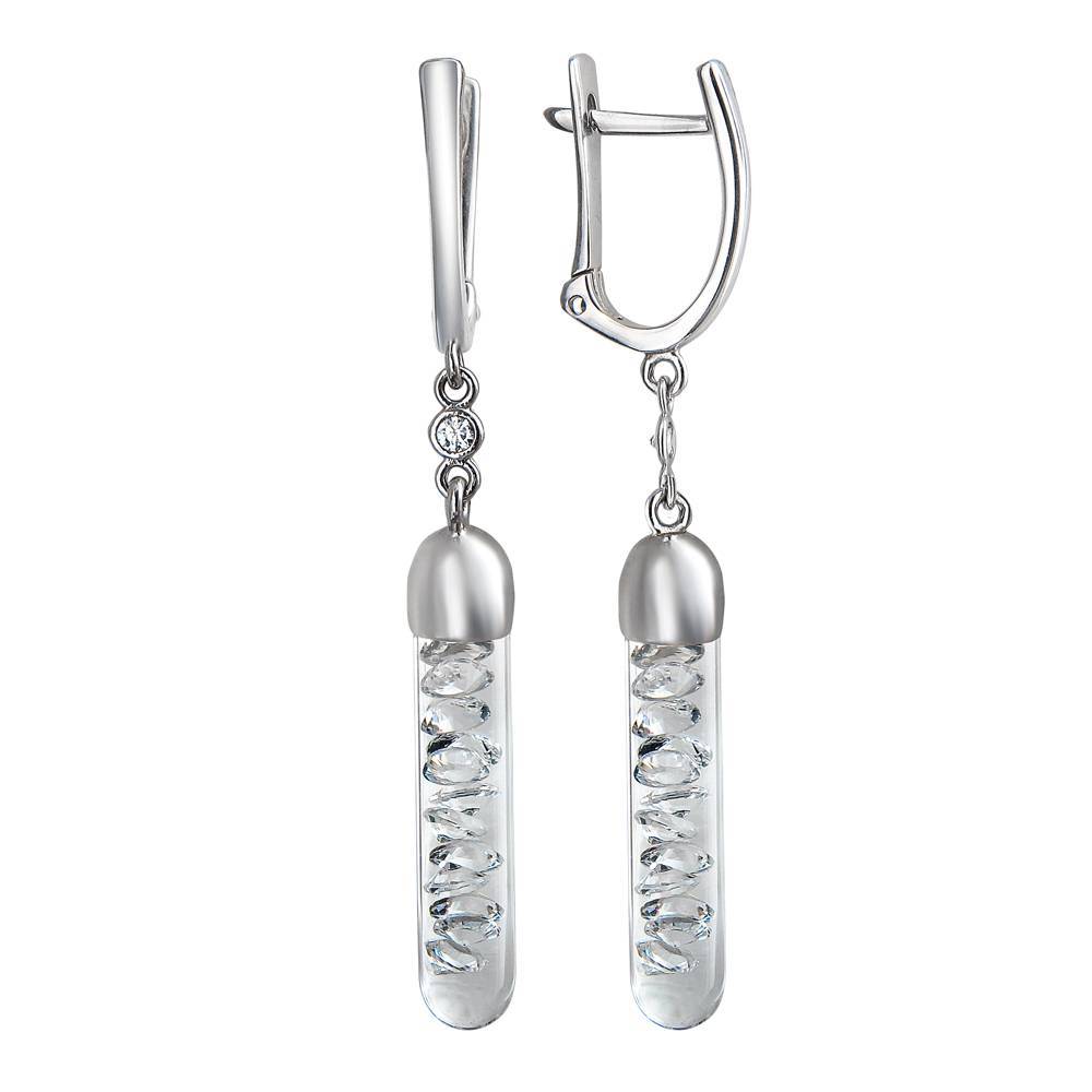 Серьги из серебра c фианитом 