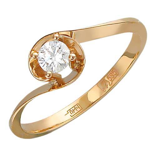 Кольцо из красного золота c бриллиантом 01К616775 фото
