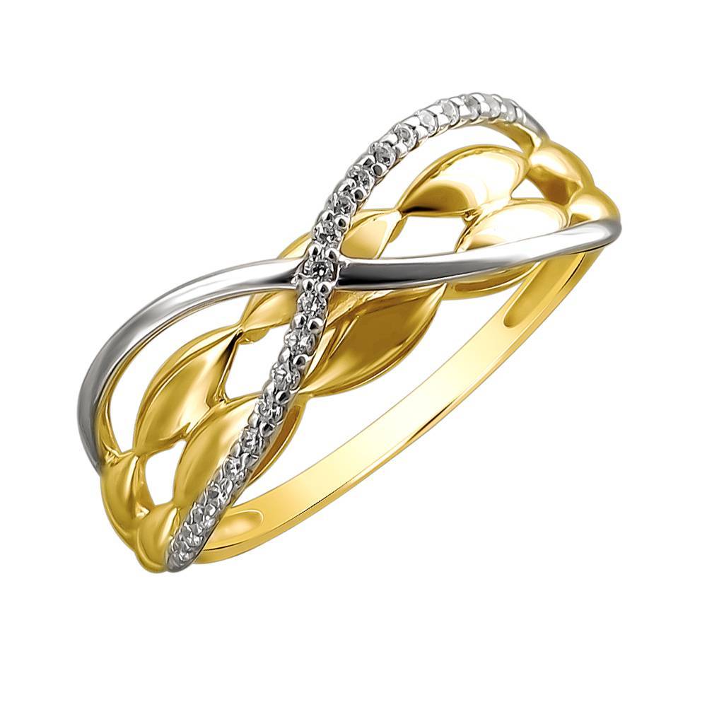 Кольцо из комбинированного золота c фианитом 