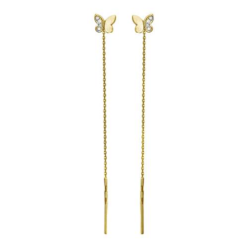 Серьги детские из желтого золота c фианитом 