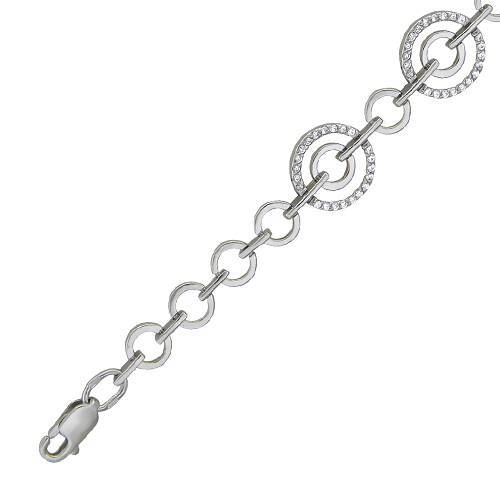 Браслеты литьевые из белого золота c фианитом 