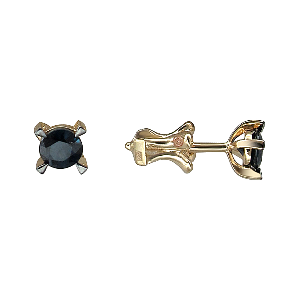 Серьги из желтого золота c сапфиром 