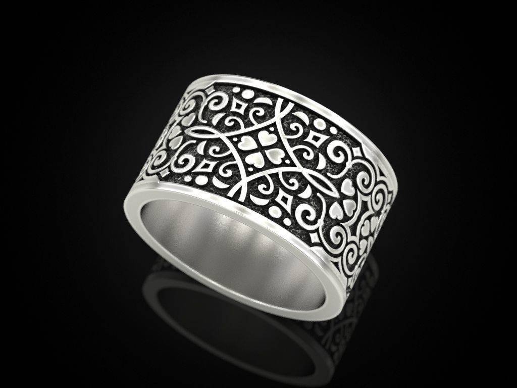 Обручальное кольцо с узором сердечками И-2128571 фото