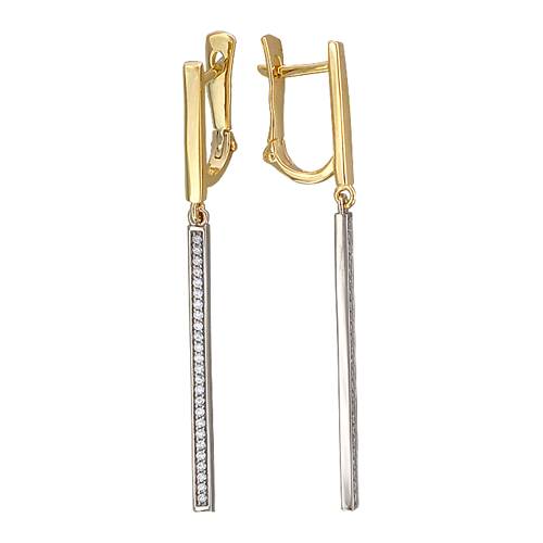 Серьги из комбинированного золота c фианитом 